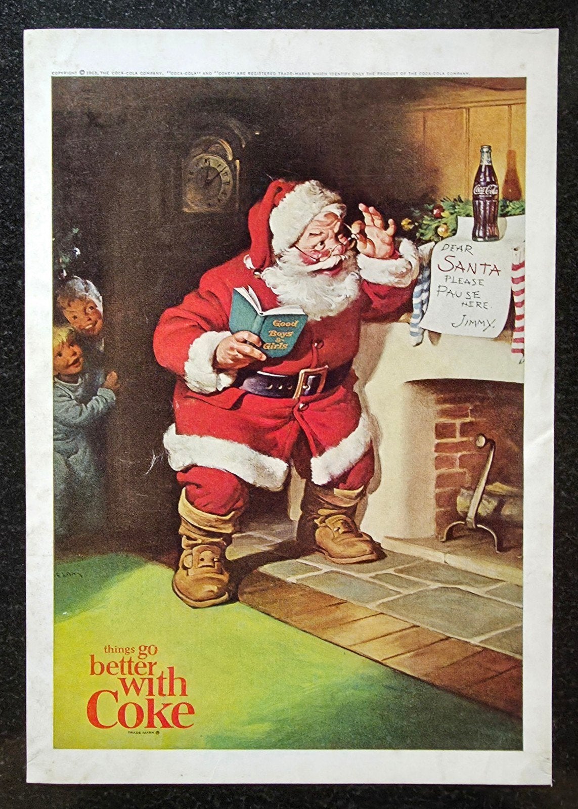 Originele Coca-Cola reclame uit 1963, Verzamelen, 1960 tot 1980, Gebruikt, Ophalen of Verzenden, Prent