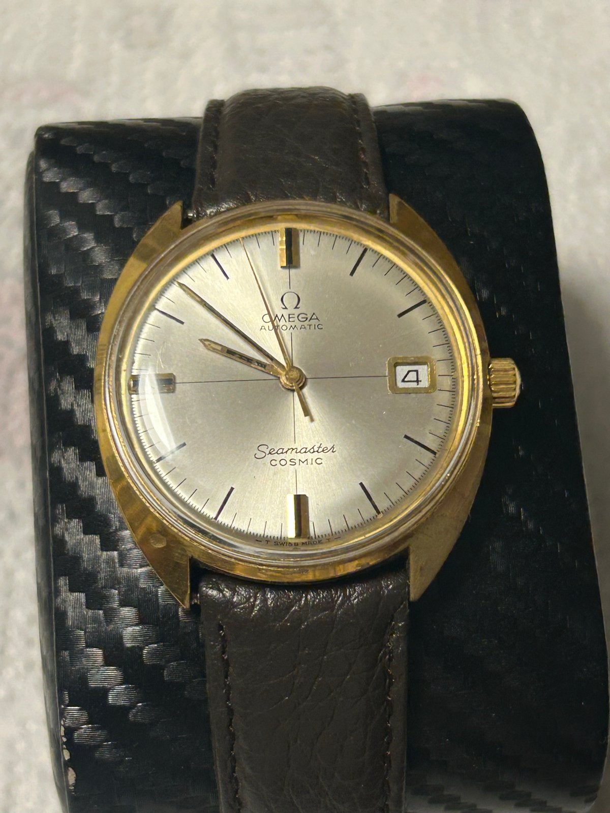 Omega Seamaster Cosmic Verguld Polshorloge met Datum, Overige materialen, Met bandje, Polshorloge, Omega