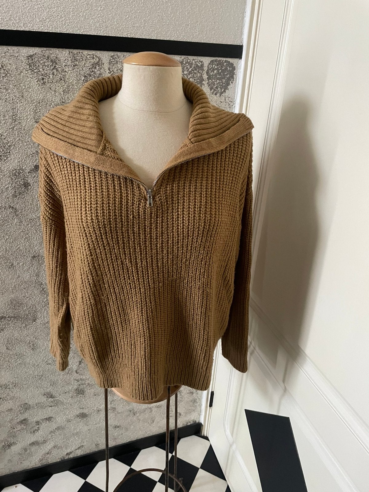 Camel kleur schipperstrui S oversized, Ophalen of Verzenden, Zo goed als nieuw