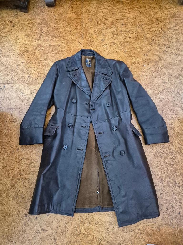 Leren jas als nieuw maat L met ceintuur, Ophalen, Bruin, Maat 42/44 (L), Onbekend