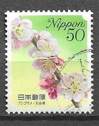 Japanse postzegel  met bloesem, Ophalen of Verzenden, Gestempeld, Oost-Azië