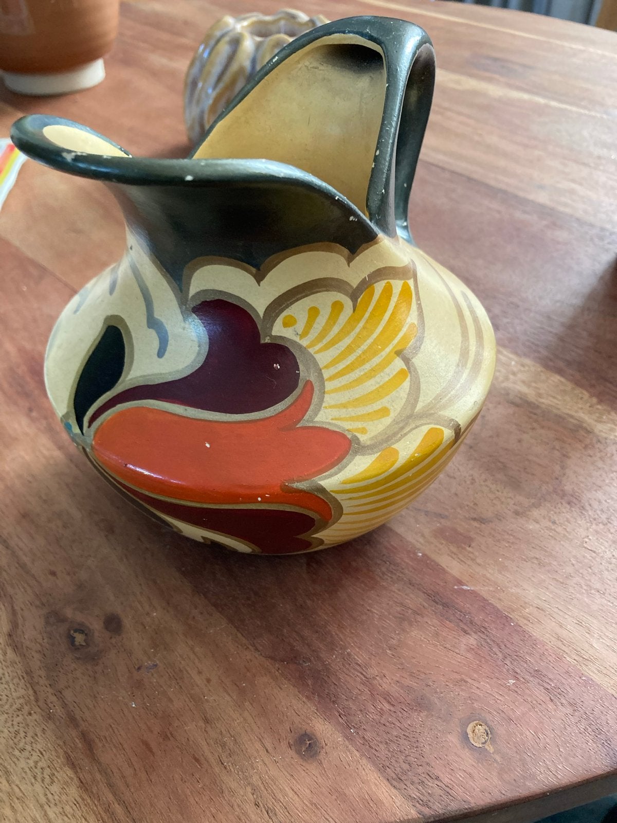 Plateel kannetje zwart met felle kleuren, Antiek en Kunst, Ophalen of Verzenden