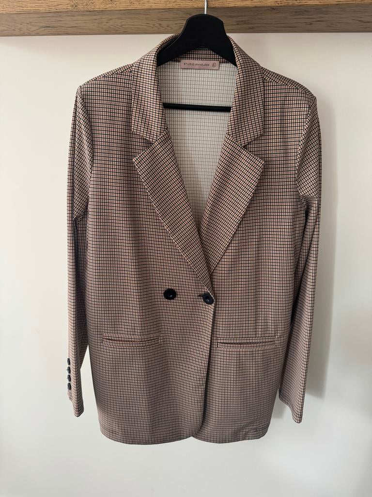 Studio Anneloes travelstof double breasted blazer XL, Bruin, Verzenden, Maat 46/48 (XL) of groter, Zo goed als nieuw