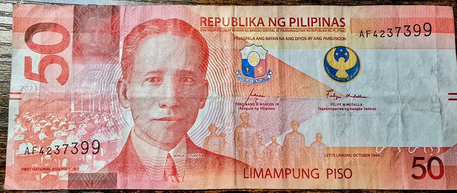 Filipijnse 50 Piso bankbiljet 2023 - Sergio Osmeña, Ophalen of Verzenden