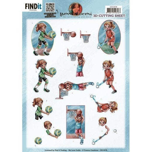Yvonne Creations CD11978 Ball Games 3D knipvel A4, ., Nieuw, Ophalen of Verzenden, Overige thema's