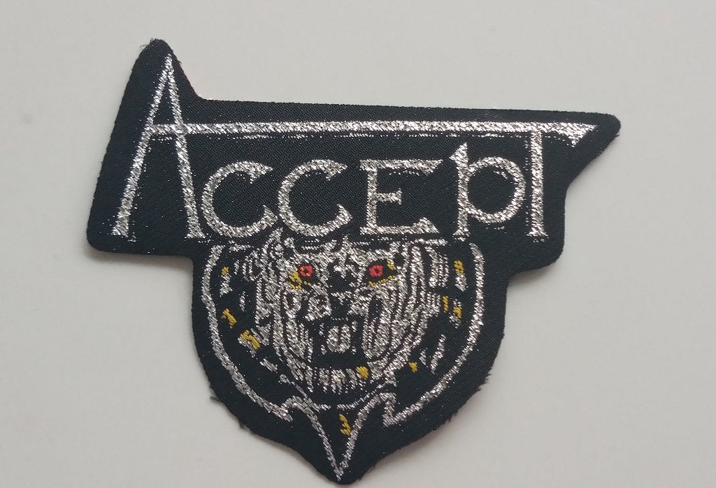 Accept zeer zeldzame vintage 80's shaped patch lion a240, Verzenden, Nieuw, Kleding