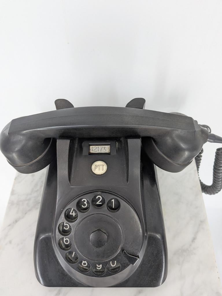 Vintage PTT Draaischijf Telefoon | Bakeliet Look | Jaren 50, Ophalen of Verzenden