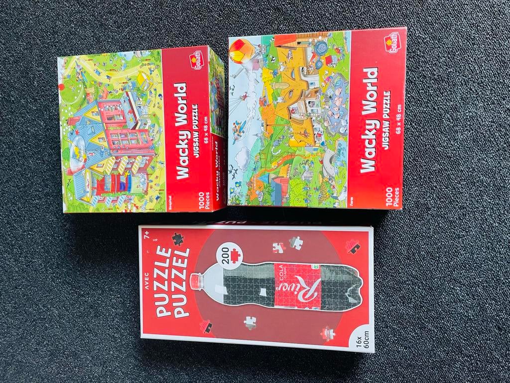 Wacky World legpuzzels en cola fles puzzel, Hobby en Vrije tijd, Denksport en Puzzels, Ophalen of Verzenden, 500 t/m 1500 stukjes