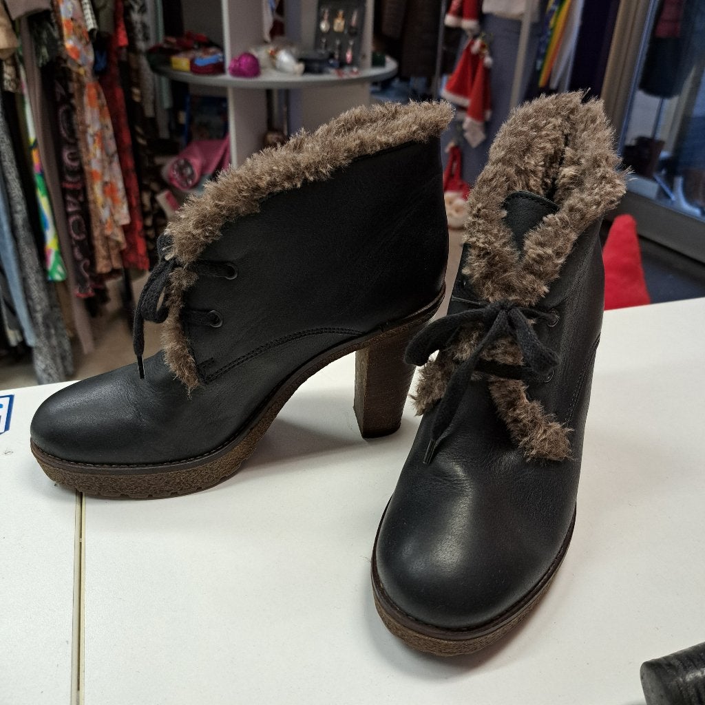 Fred de la Bretoniere leren enkellaarsjes +faux fur 38 50358, Fred de la Bretoniere, ., Zwart, Lage of Enkellaarzen