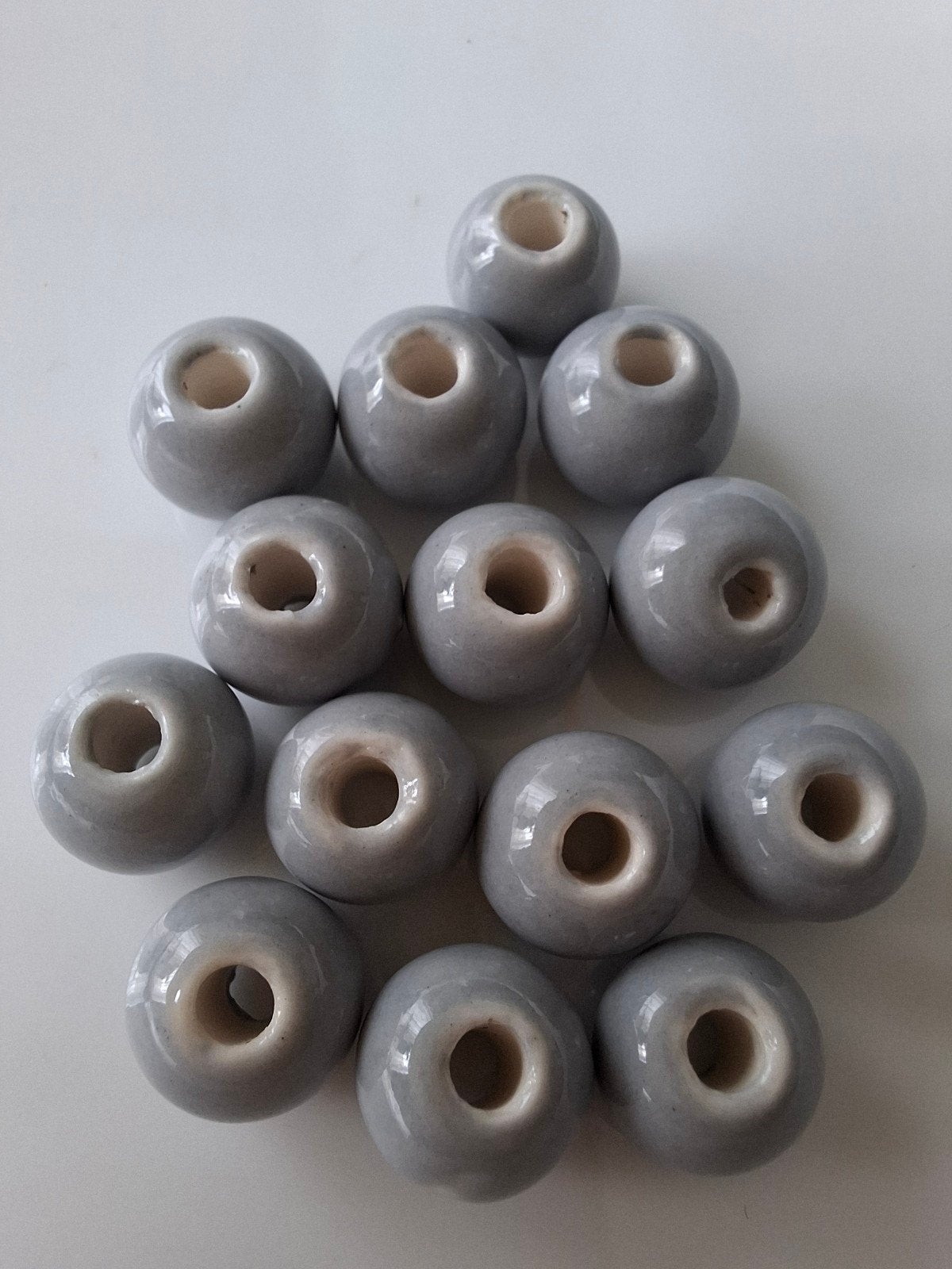 14 stuks 10 mm keramiek glaskralen grijs kralen, Kraal, -, -, Nieuw
