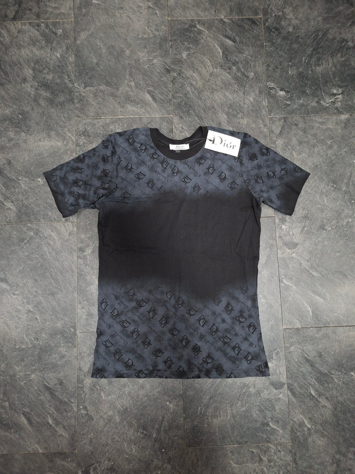 Dior T-shirt met monogram print - Maat M, Maat 52/54 (L), Verzenden, Zwart, Nieuw