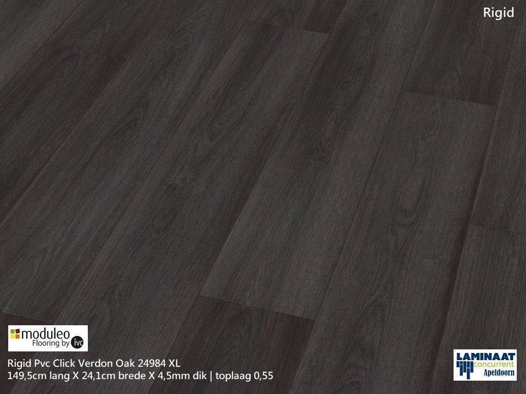 Moduleo Pvc click Laminaat Verdon Oak Zwart  | toplaag 0,55, 75 m² of meer, Zwart, Nieuw, Ophalen of Verzenden