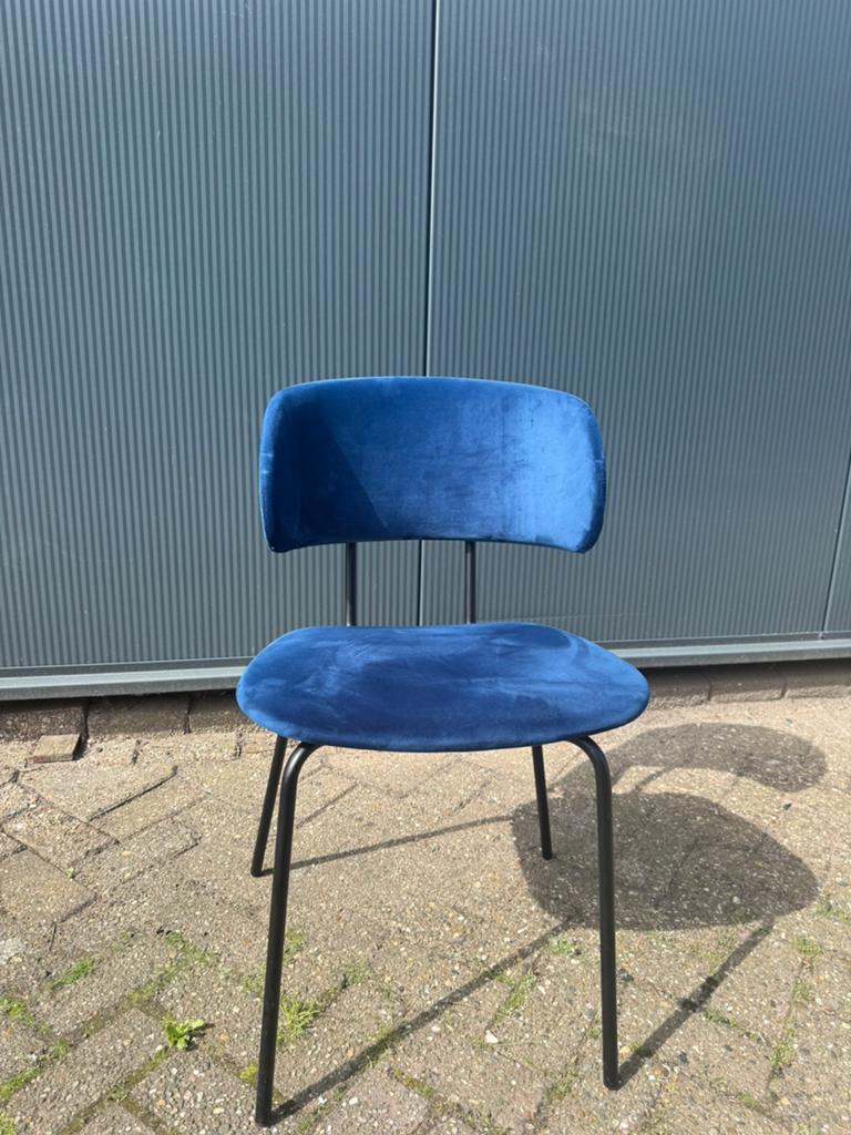 Velour Eetkamerstoelen Navy blauw, Huis en Inrichting, Stoelen, Ophalen, Blauw, Zo goed als nieuw, Stof