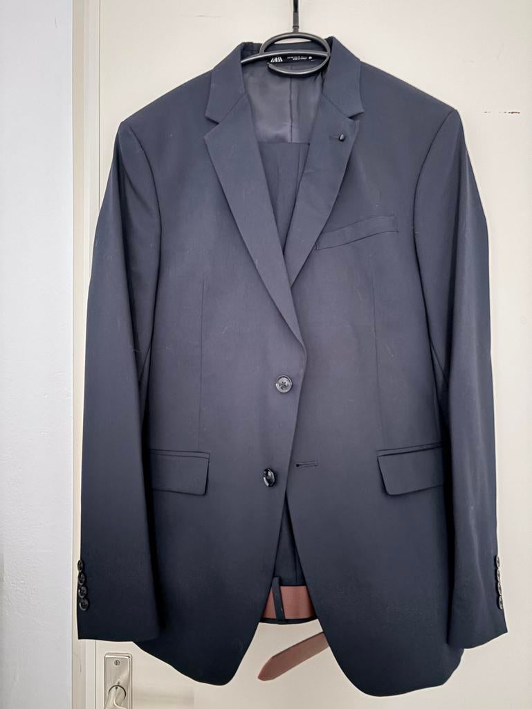 Zara herenkostuum/pak donkerblauw - Colbert 48, Pantalon 38, Kleding | Heren, Ophalen, Zo goed als nieuw, Maat 48/50 (M), Blauw