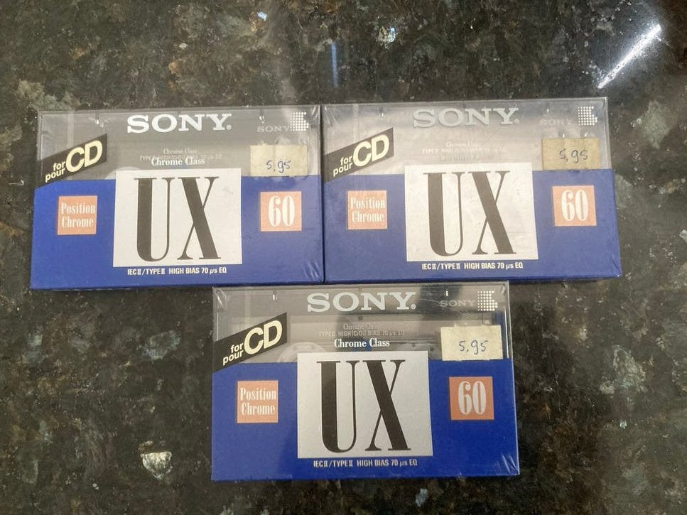 Nieuwe Sony UX 60 Chrome Cassettebandjes (3 stuks), 2 t/m 25 bandjes, Overige genres, Ophalen of Verzenden, Nieuw in verpakking
