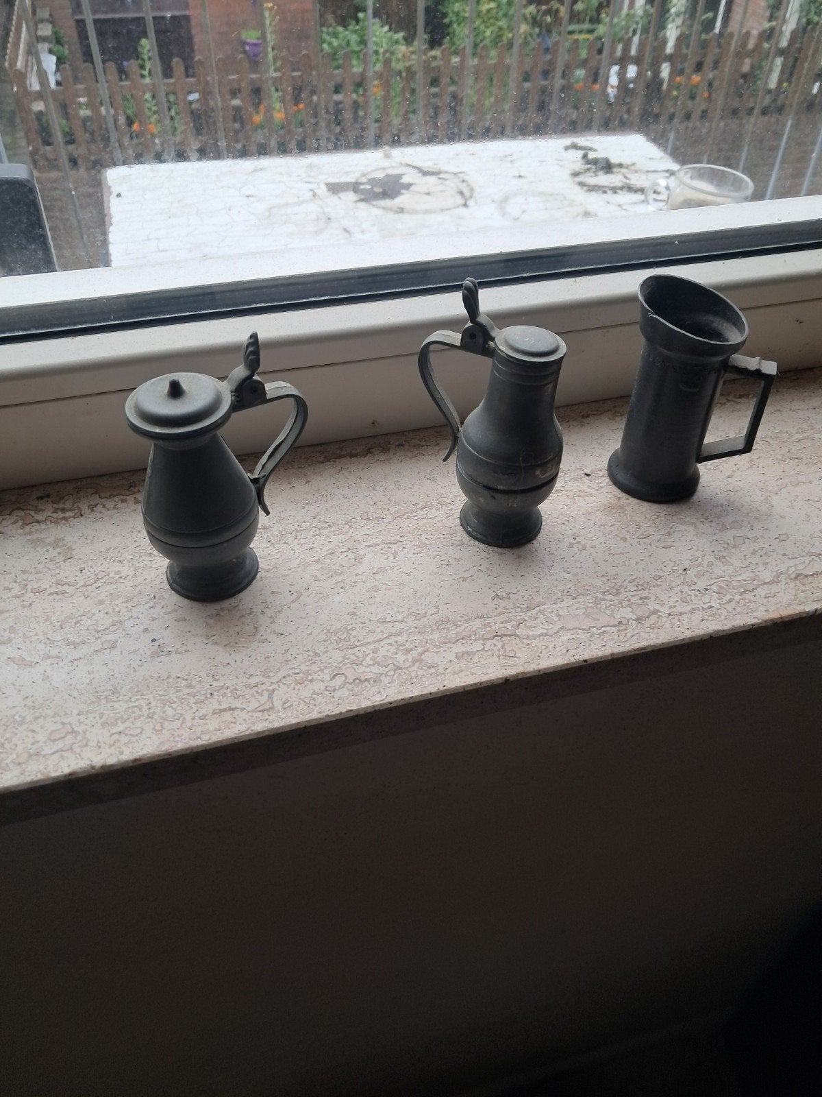 Set van 3 Antieke Tinnen Miniatuur Kruiken/Kannen, Ophalen of Verzenden