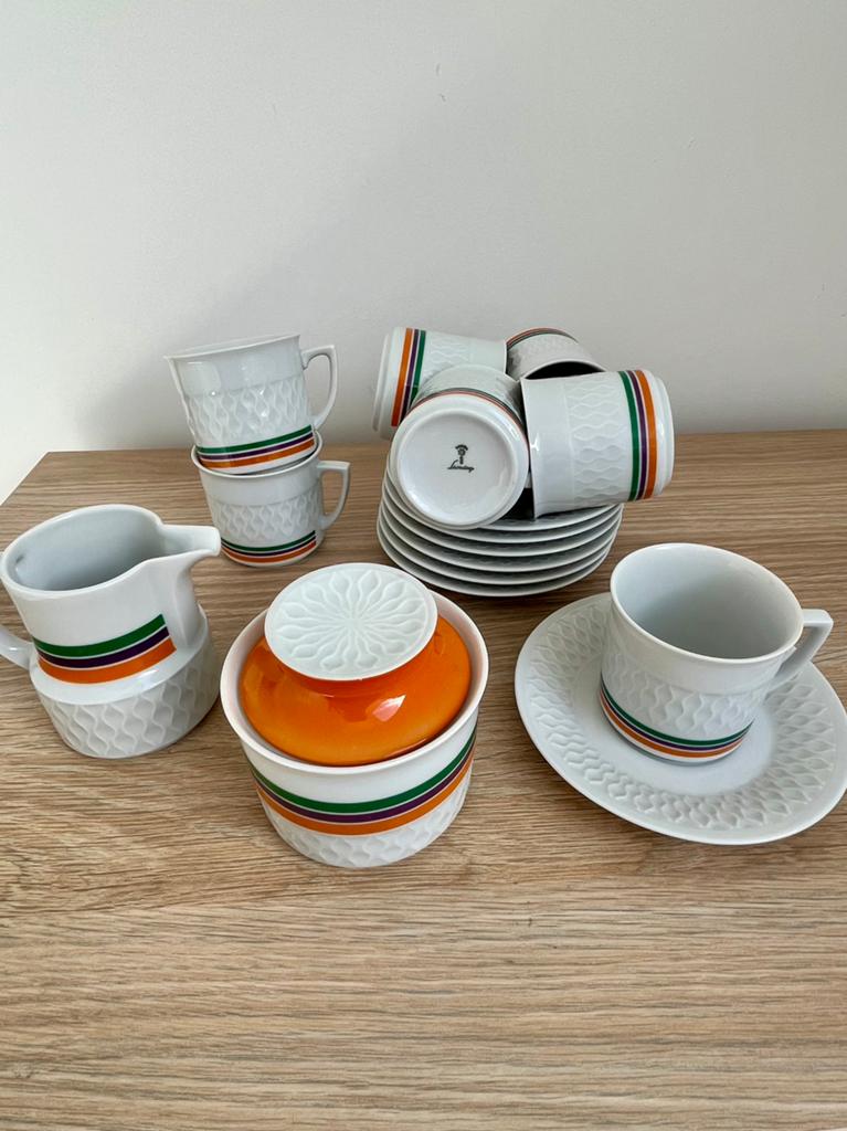 Uniek Vintage Van Nelle Servies Schirnding Bavaria16-delig, Gebruikt, Ophalen of Verzenden, Overige stijlen, Porselein