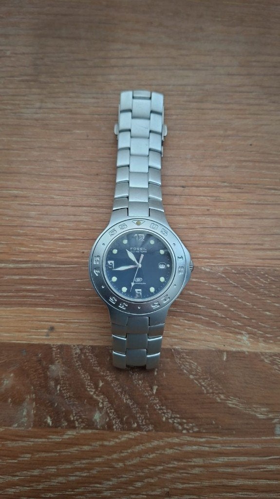 Fossil horloge aluminium, Ophalen of Verzenden, Zo goed als nieuw