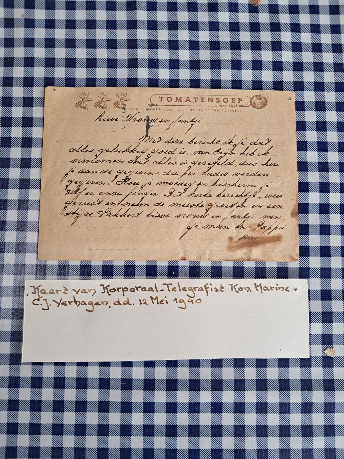 Unieke ansichtkaart WOII: Korporaal Verhagen aan gezin, Ophalen of Verzenden, Nederland