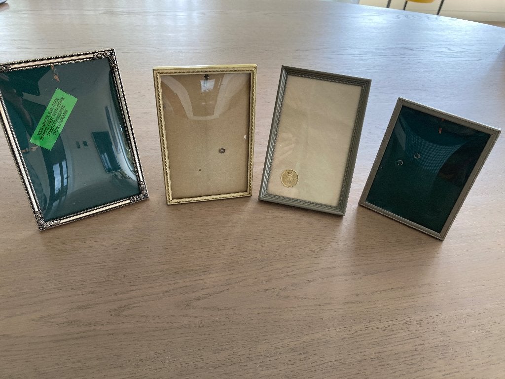 4 oude fotolijstjes bol glas, Antiek en Kunst, Verzenden