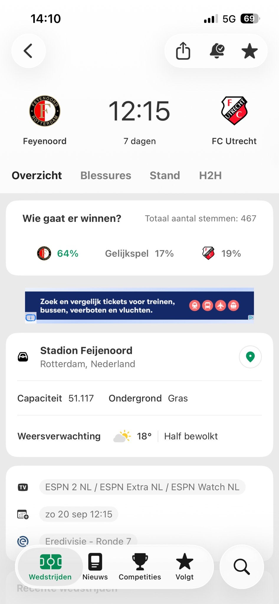 Gezocht Feyenoord fc Utrecht tickets, Losse kaart, Twee personen, September