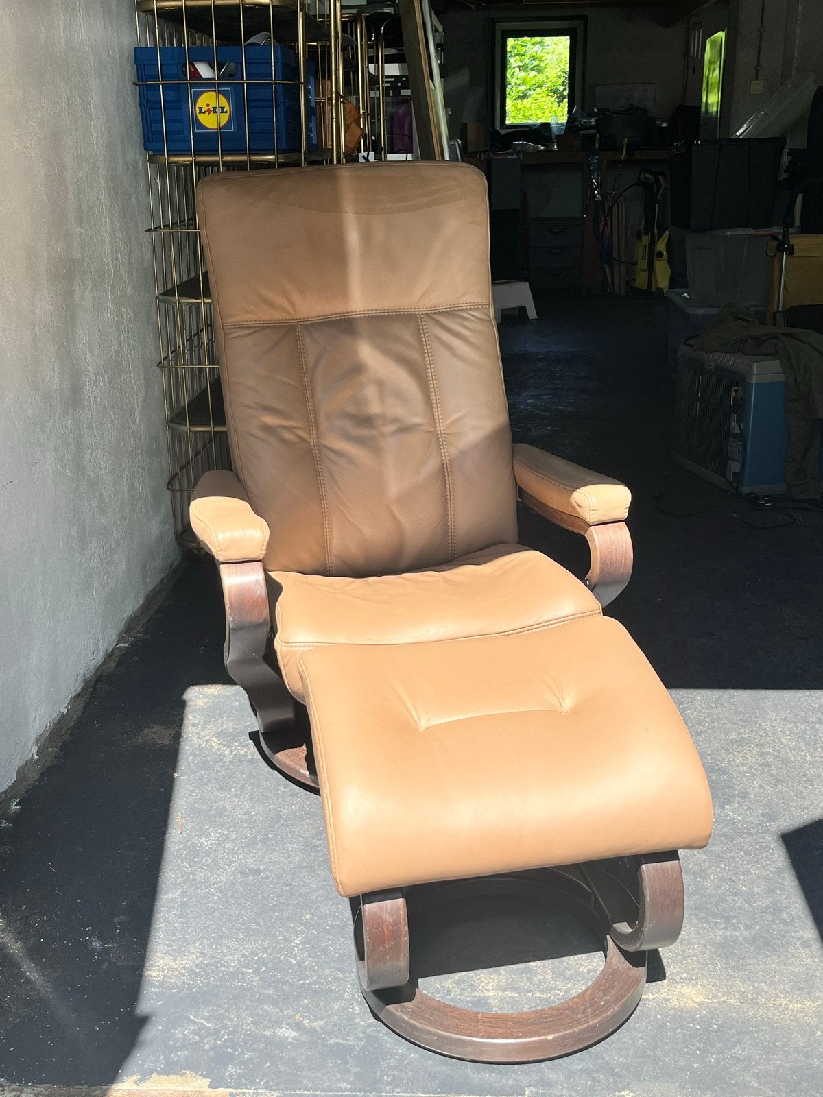 Himolla Relaxfauteuil met voetenbank - Leer, Ophalen of Verzenden, Gebruikt, Leer, 75 tot 100 cm