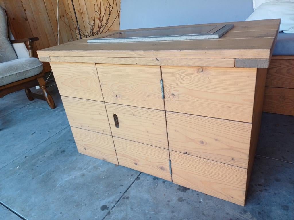 Houten salontafel met ingebouwde Cosi gashaard, Ophalen, Gebruikt