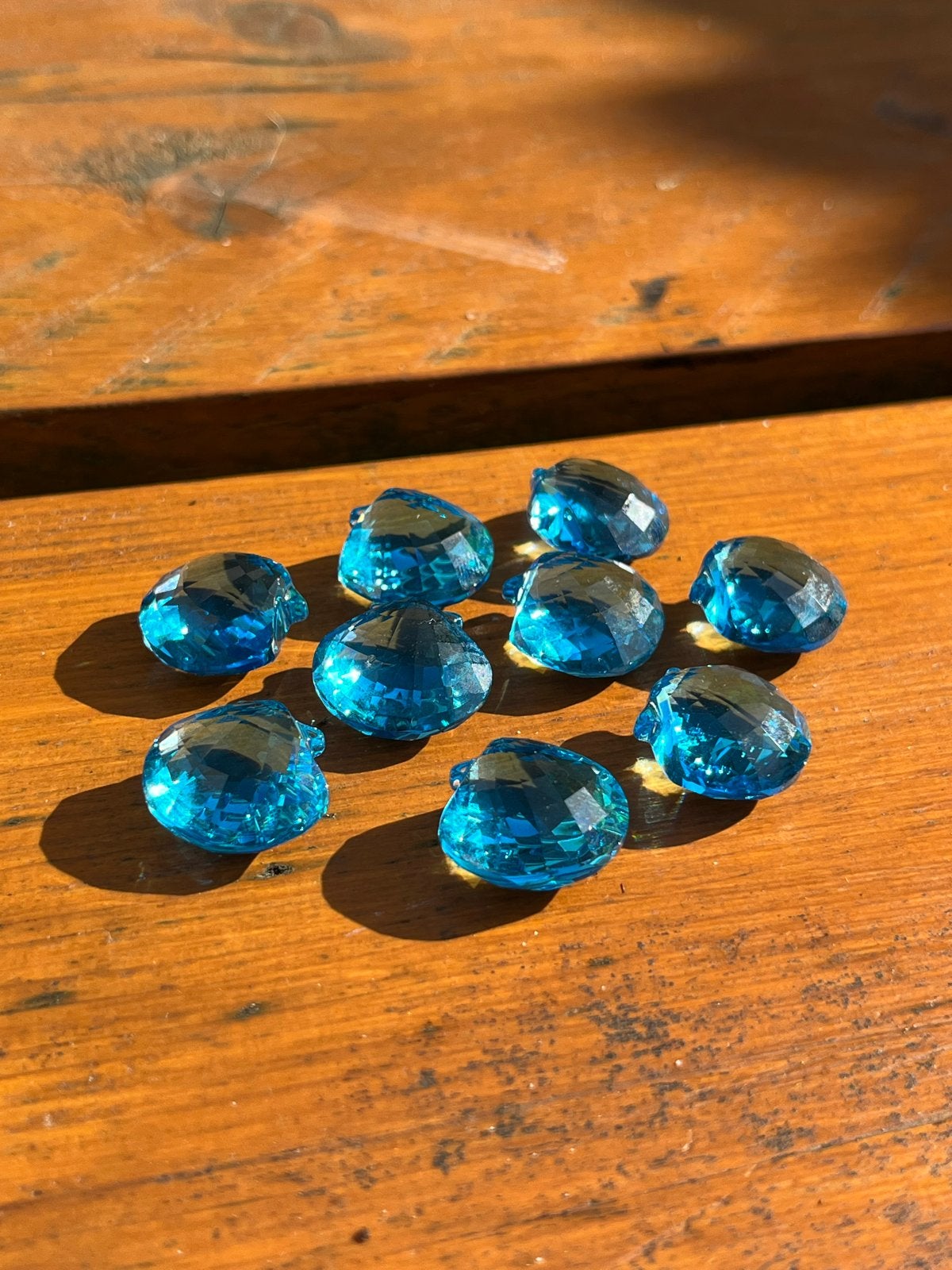 Set van 9 blauwe glazen schelpen decoratie, Ophalen of Verzenden, Zo goed als nieuw