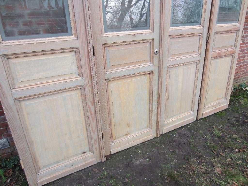 293(of260)hx280br Vierdelige deurenset prachtig ge-etst glas, Doe-het-zelf en Verbouw, Deuren en Horren, Ophalen, Binnendeur, Zo goed als nieuw