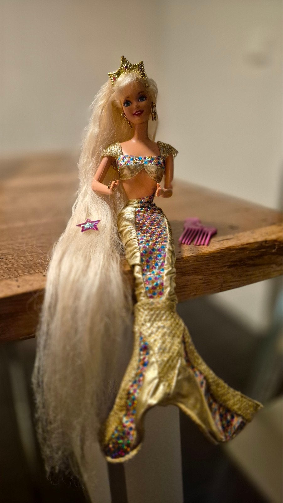 Vintage Jewel Hair Mermaid Barbie met accessoires, Ophalen of Verzenden, Gebruikt, Barbie