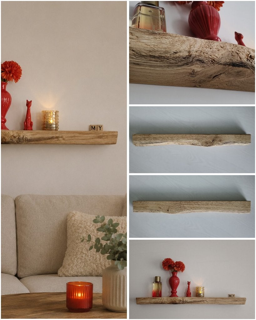Wandplank massief EIKEN zwevend decoratief schap 63cm #293, Houtatelier M.Y., Info@myhoutatelier.nl, Nieuw, Ophalen of Verzenden