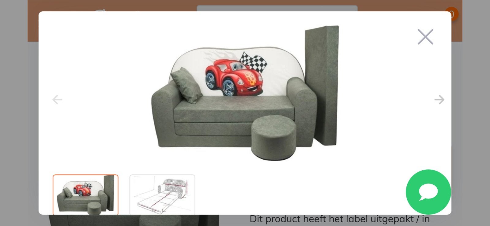 Kinderbankje Cars - Uitklapbaar Slaapbankje met Poef, Ophalen, Eenpersoons, 190 cm of minder, Zo goed als nieuw