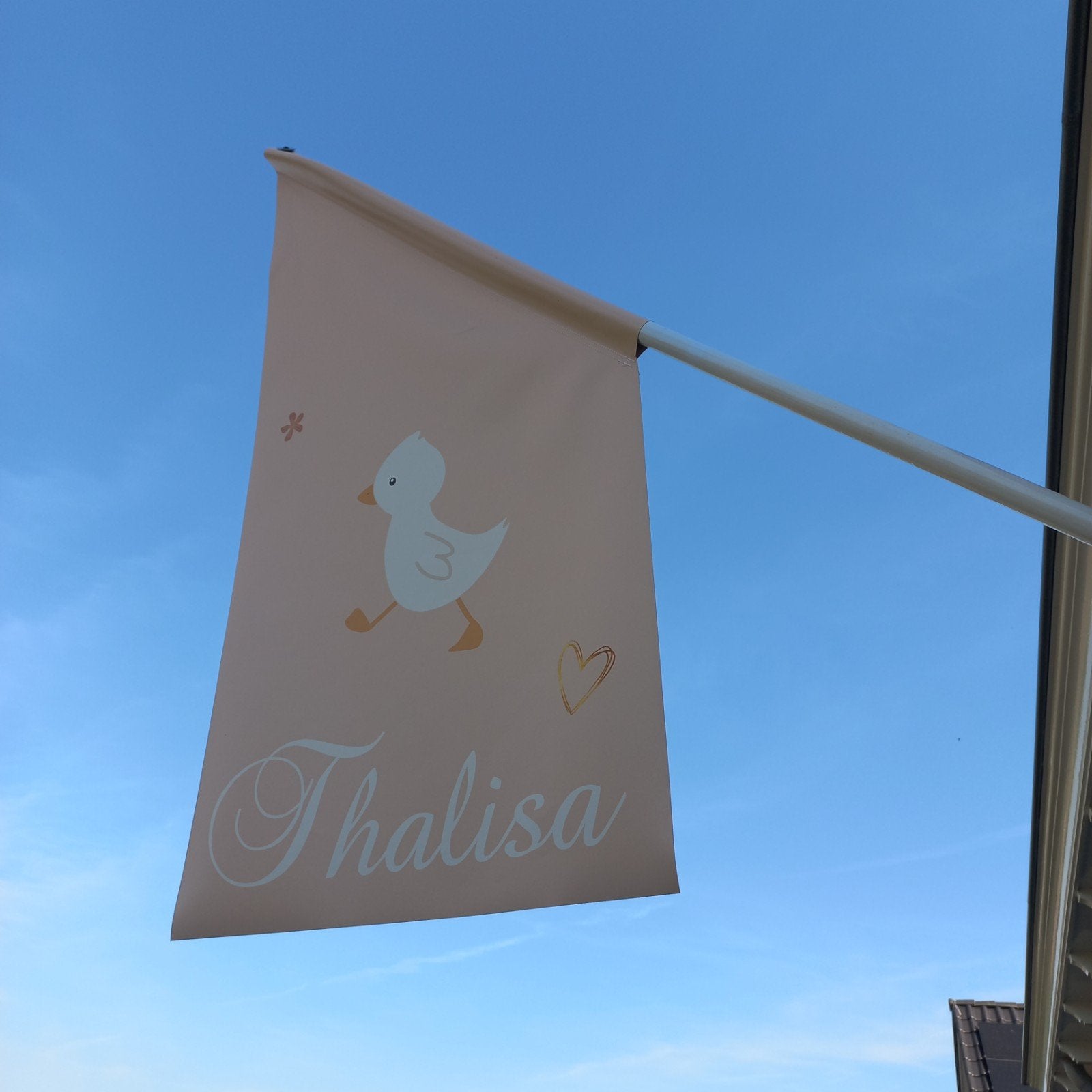 Geboortevlag Thalisa, roze, eendje, Ophalen of Verzenden, Zo goed als nieuw, Geboortebord