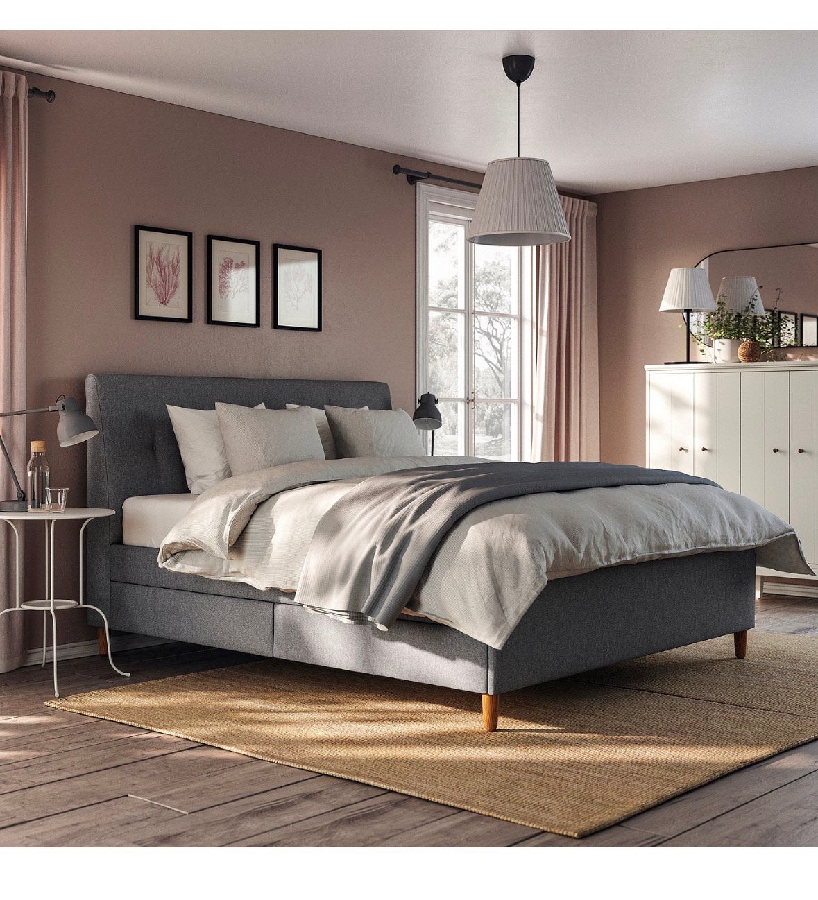 Ikea bed met opbergruimte, Ophalen, Gebruikt, Tweepersoons, 180 cm