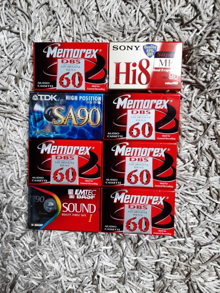 8 casettebandjes, Ophalen, 2 t/m 25 bandjes, Overige genres, Nieuw in verpakking