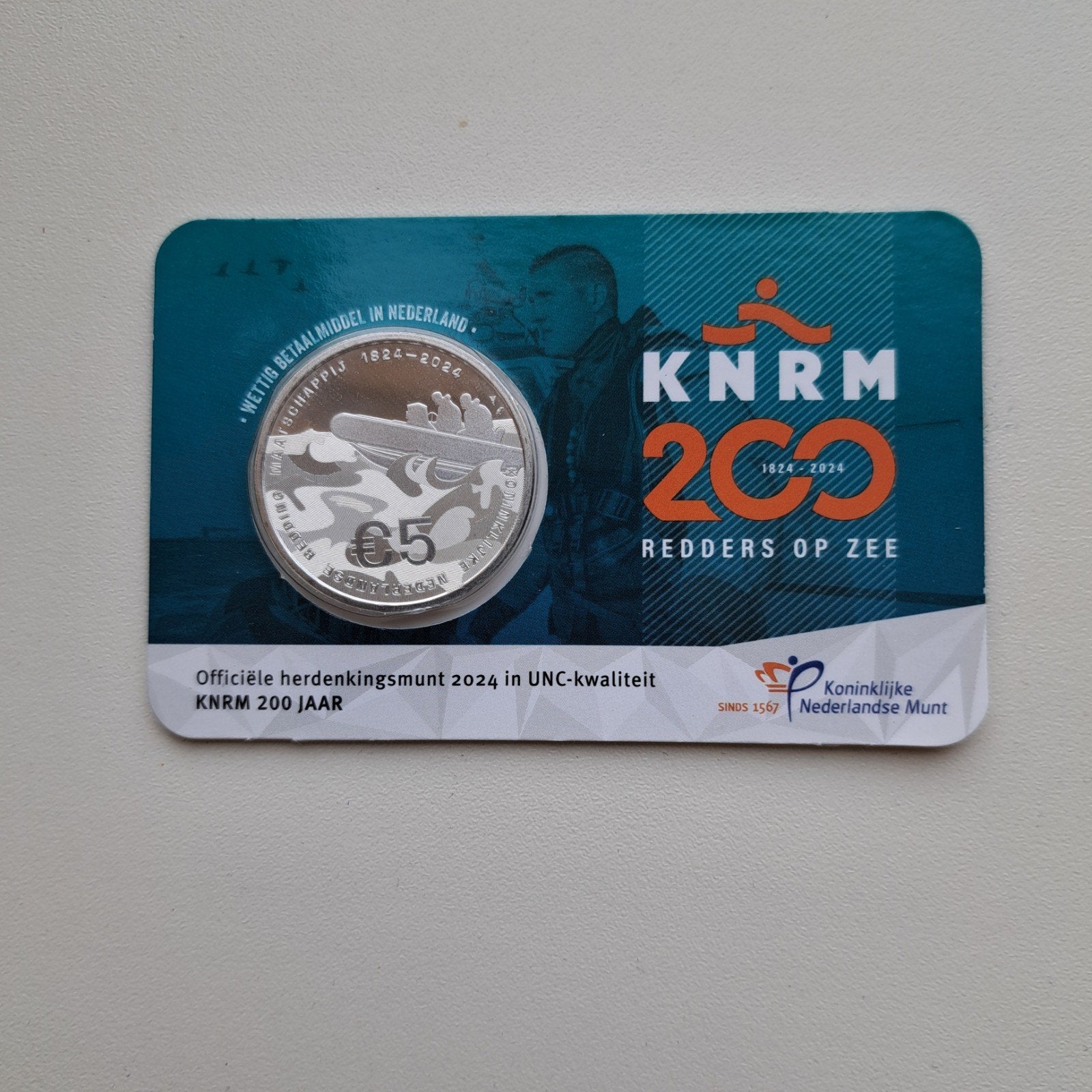 Coincard KNRM 200 jaar Vijfje 2024 UNC Kwaliteit, Postzegels en Munten, Munten | Nederland, Ophalen of Verzenden, Euro's, Losse munt