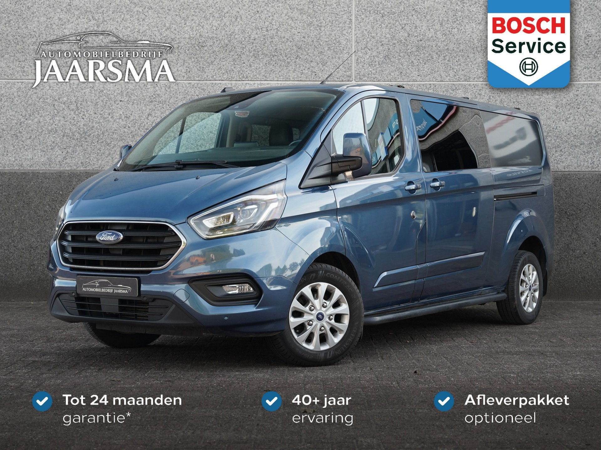 Ford Transit Custom 320 2.0 TDCI 170pk L2H1 Limited DC | Dub, Voorwielaandrijving, 4 cilinders, Verwarmde buitenspiegels, Blauw