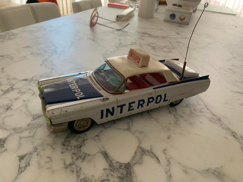 Ichiko Vintage INTERPOL blikken speelgoedauto 1964, Antiek en Kunst, Antiek | Speelgoed, Ophalen of Verzenden