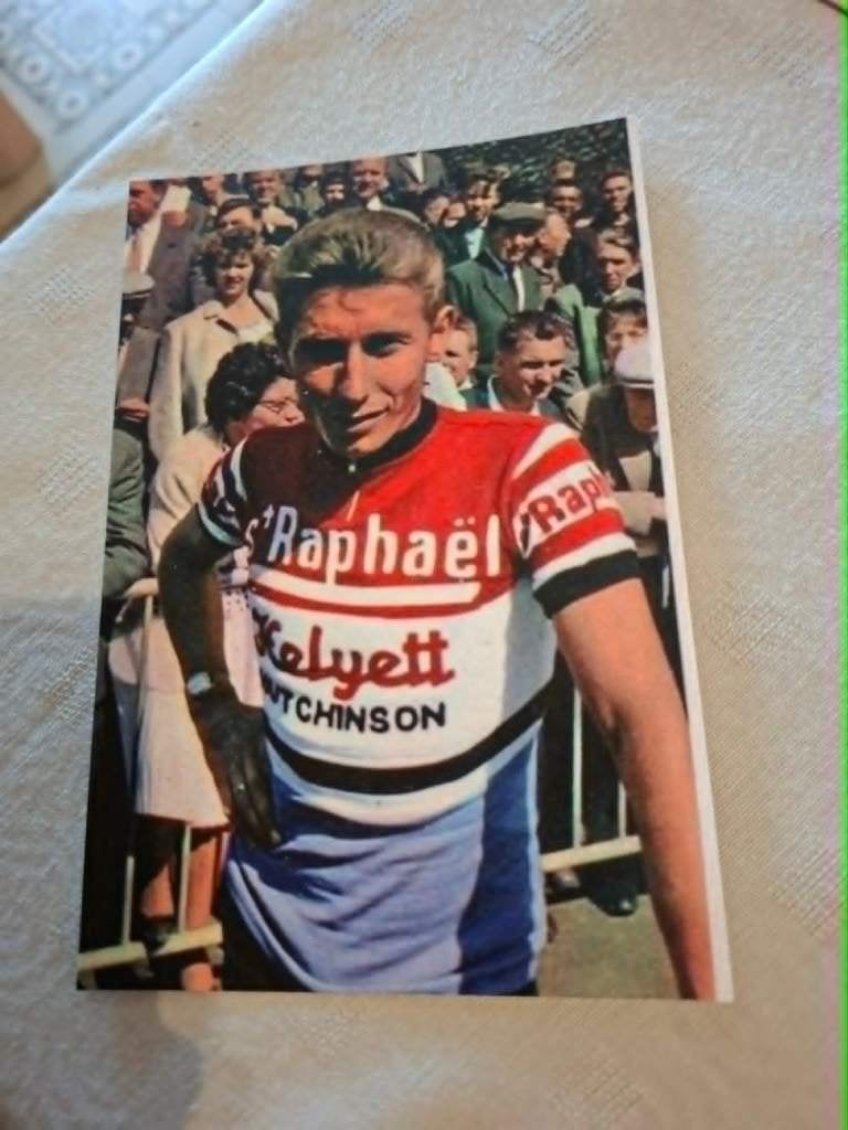 Foto (Repro) Jacques Anquetil/St. Raphaël-Helyett, Verzenden, Zo goed als nieuw, Overige sporten, Poster, Plaatje of Sticker