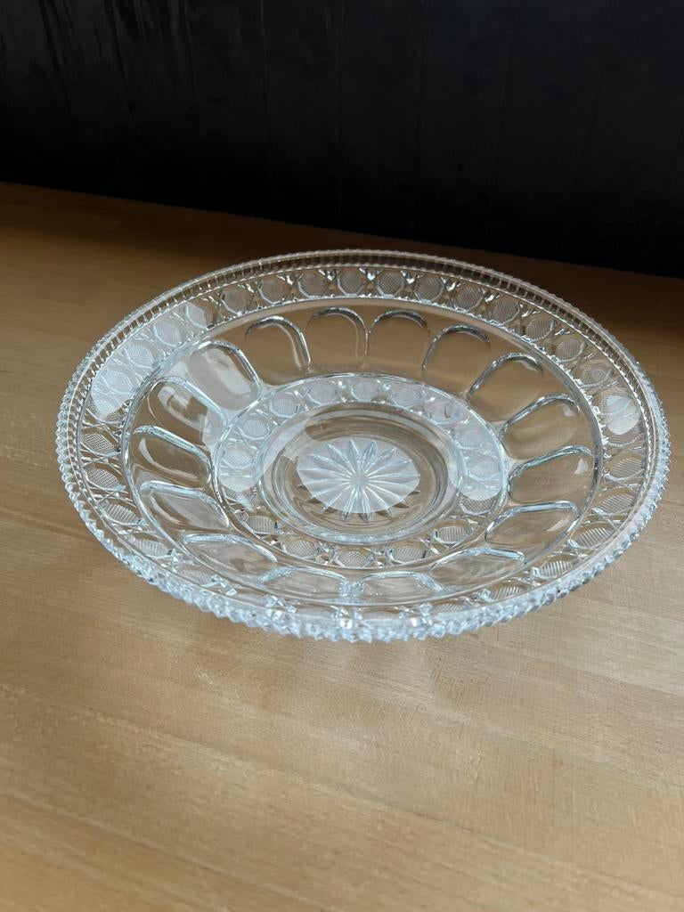 Vintage fruitschaal glas 29cm diameter, Schaal, Rond, Ophalen of Verzenden, Glas