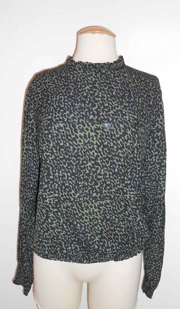 Savinni top zwart/groen mt M, Kleding | Dames, Ophalen of Verzenden, Zo goed als nieuw, Lange mouw, Groen