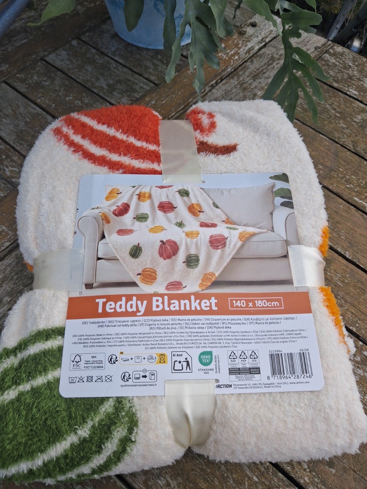 Zachte deken met pompoenen, Huis en Inrichting, Ophalen of Verzenden, Plaid, Meerkleurig, Nieuw