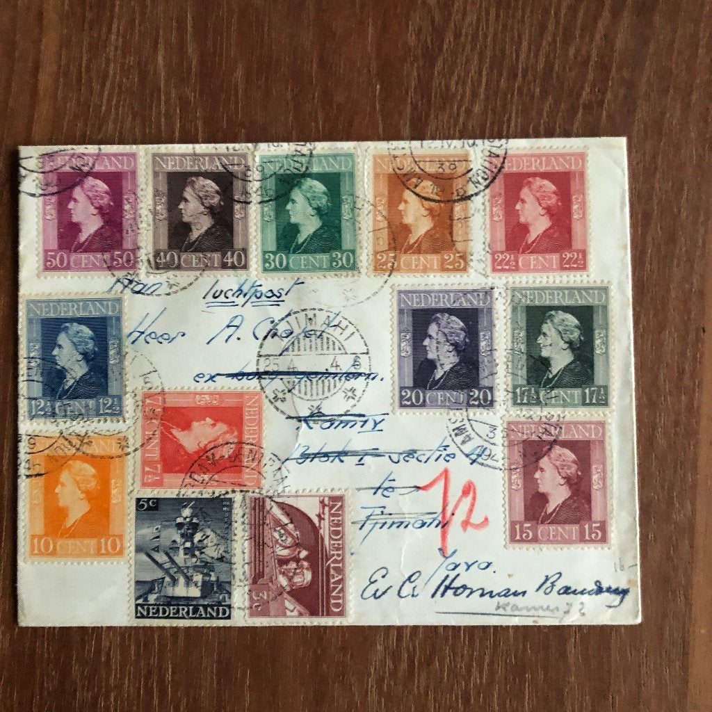 1946 Indië, Jappenkamp Tjimahi. Luchtpostbrief aan de heer, Verzenden, Nederland, Boek of Tijdschrift