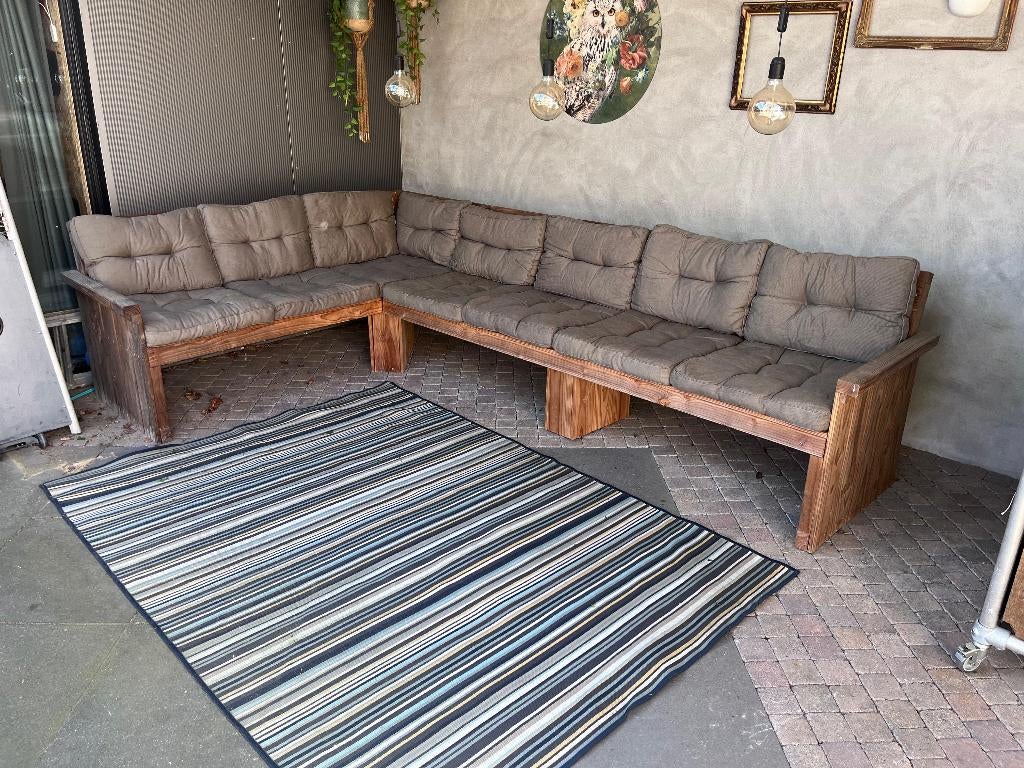 Tuinbank Hoekbank Eethoek Loungebank incl. kussens, Tuin en Terras, Ophalen, Gebruikt, 8 zitplaatsen, Loungeset