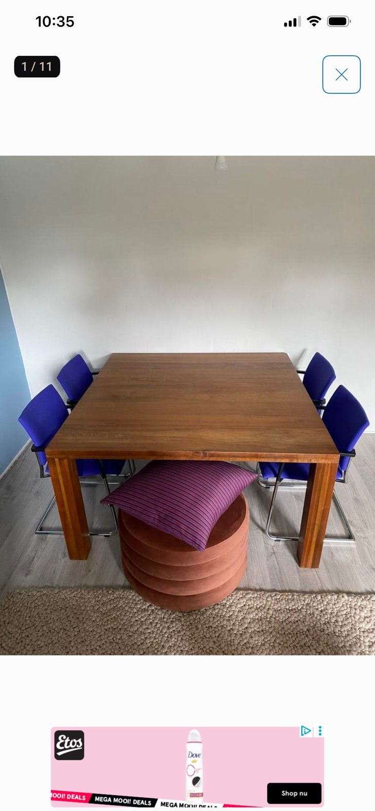Bert Plantagie massief notenhouten design eettafel vierkant, Huis en Inrichting, Tafels | Eettafels, Ophalen, HK Living, Mid Century, Modern, Scandinavisch, jaren '50 '60