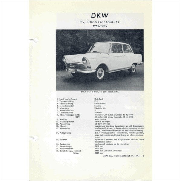 DKW F12 Vraagbaak losbladig 1963-1965 #2 Nederlands, Ophalen of Verzenden, Gelezen, Overige merken