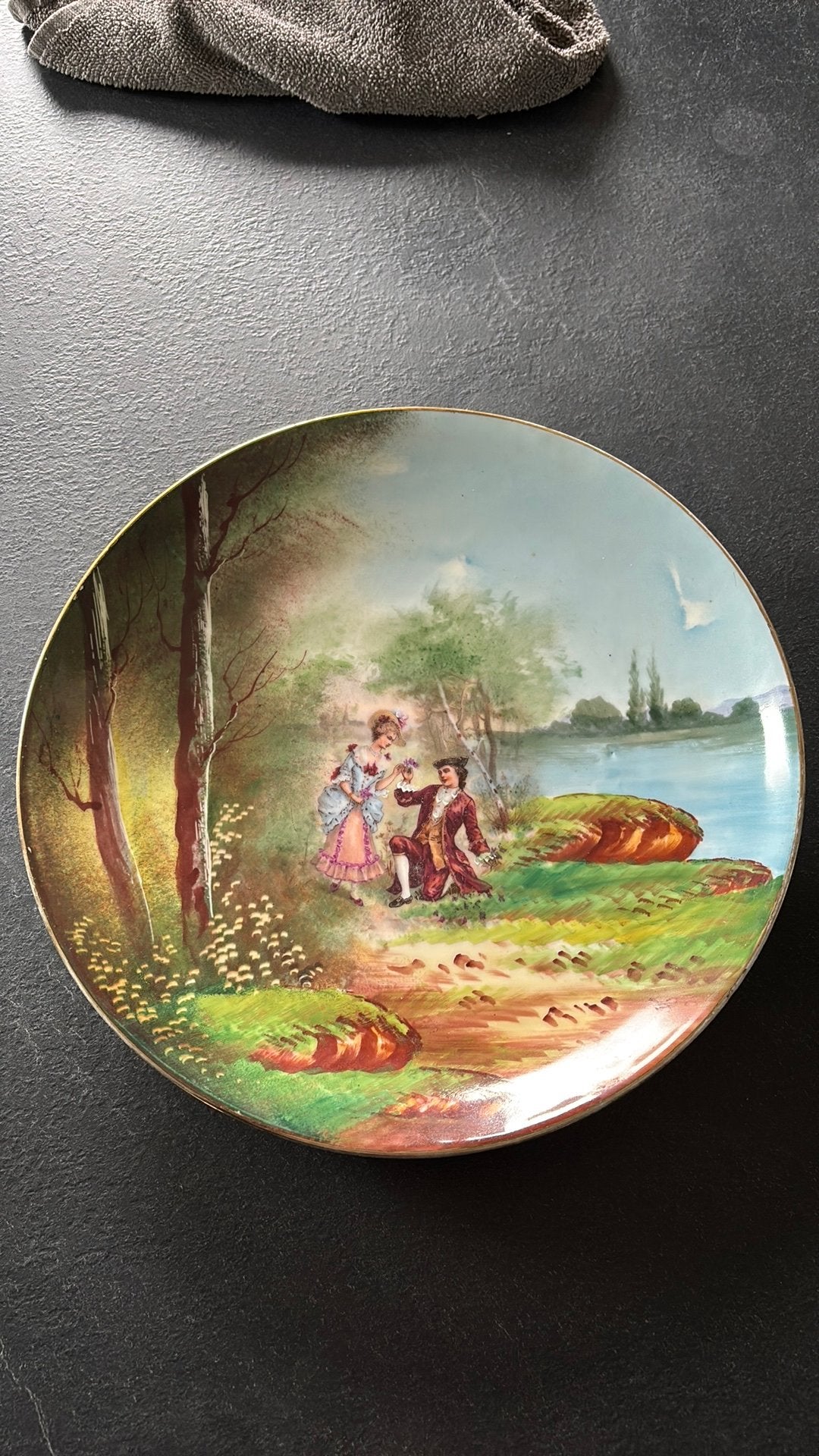 Prachtig Vintage Porseleinen Wandbord / Sierbord - Rococo, Antiek en Kunst, Ophalen of Verzenden