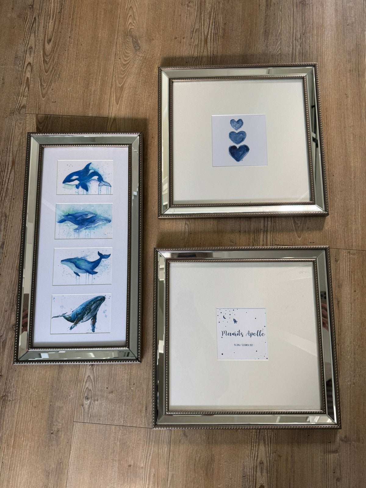 Set van 3 lijsten met spiegelrand, Overige materialen, Ophalen of Verzenden, Zo goed als nieuw, 75 cm of meer