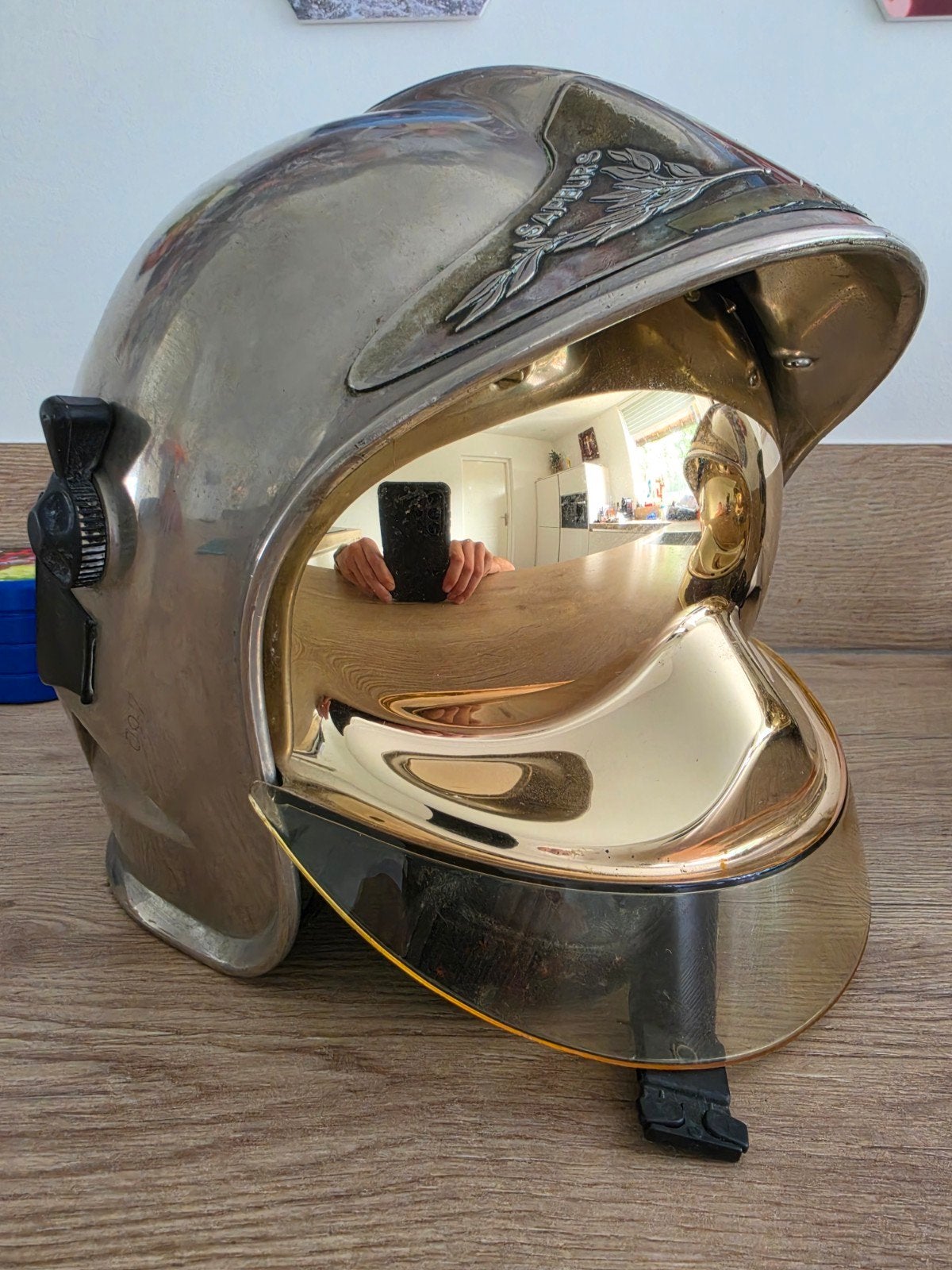 Vintage Franse Brandweerhelm Sapeurs Pompiers, Verzamelen, Ophalen of Verzenden, Gebruikt