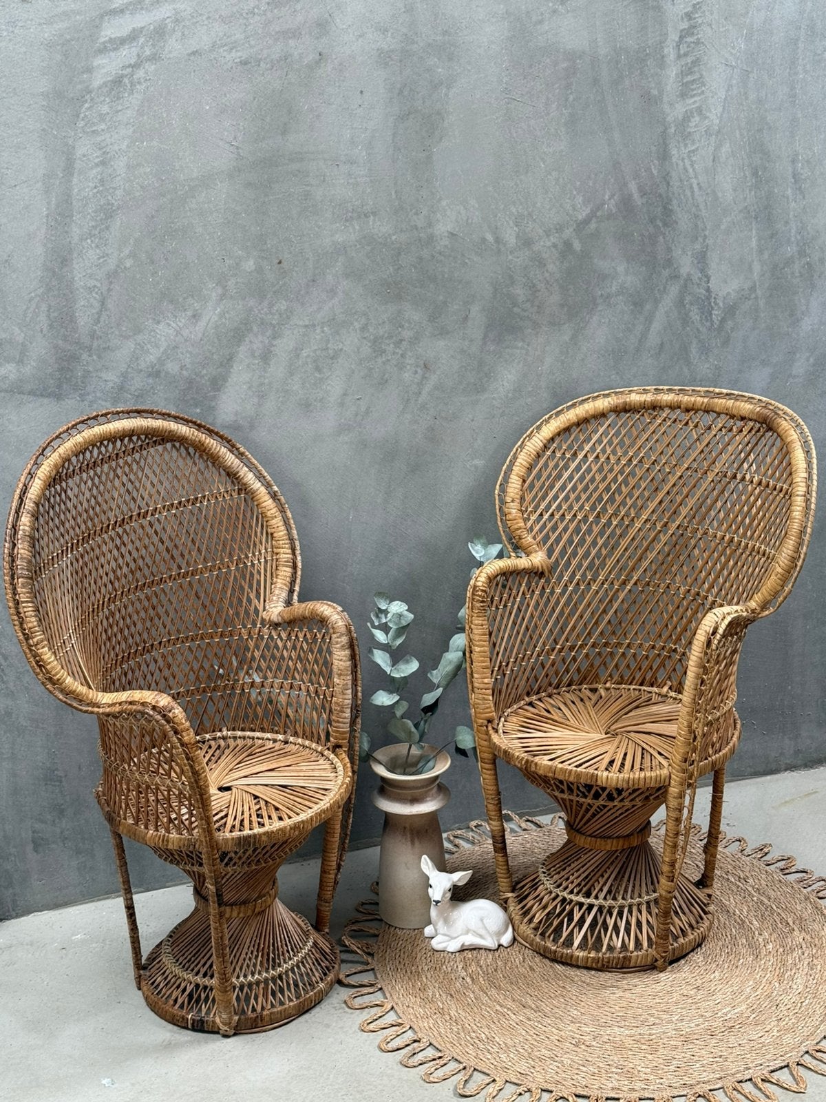 Vintage bohemian kinder-pauwenstoel - twee stuks, Ophalen, Q, Overige kleuren, Q